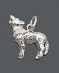 The perfect look for the twilight hours. A lone wolf howling at the moon makes the perfect addition to any charm bracelet or necklace. Charm crafted in sterling silver; by Rembrandt. Approximate drop: 3/4 inch. The perfect look for the twilight hours. A lone wolf howling at the moon makes the perfect addition to any charm bracelet or necklace. Charm crafted in sterling silver; by Rembrandt. Approximate drop: 3/4 inch.
