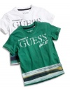 GUESS Kids Little Boy Border Stripe Tee, GREEN (7)