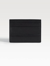 Superior leather craftsmanship in a slim-line design that fits easily into a jacket pocket. Debossed logo accent Four credit card slots 4W X 3H Made in Italy Superior leather craftsmanship in a slim-line design that fits easily into a jacket pocket. Debossed logo accent Four credit card slots 4W X 3H Made in Italy