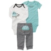 Carters Boys NB-24M 3pc Turtle Onesie Set (12M, Light Blue)