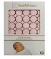 SwaddleDesigns Cotton Flannel Brown Mod Circles Fitted Crib Sheet, Pastel Pink