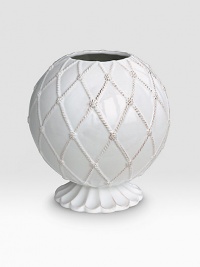 Bring the outdoors inside with a beautifully detailed, hand-finished stoneware vase detailed with lattice to celebrate the splendor and romance of the world's most beautiful gardens. Chip resistant 6H X 5½ diam. Dishwasher safe Imported