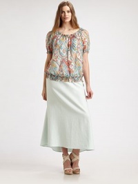 This timeless peasant top is made from sumptuous Italian silk that can be customized to accentuate your figure the best. It can be worn on or off the shoulders. Smocked necklineShort sleevesElasticized hemAbout 25 from shoulder to hemSilkDry cleanImported of Italian fabric This timeless peasant top is made from sumptuous Italian silk that can be customized to accentuate your figure the best. It can be worn on or off the shoulders. Smocked necklineShort sleevesElasticized hemAbout 25 from shoulder to hemSilkDry cleanImported of Italian fabric