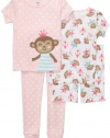Carter's 4-pc. Monkey Princess Pajama Set PINK 12 Mo