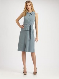 Perfect for every day, this linen shirtdress has the right amount of stretch to ensure an exceptional, relaxed-yet-flattering fit.Collar neckSleevelessPrincess seamsButton frontSelf-tie beltBack yokeAbout 27 from natural waist70% linen/27% viscose/3% elastaneDry cleanImported Model shown is 5'10½ (179cm) wearing US size 4. OUR FIT MODEL RECOMMENDS ordering true size. Perfect for every day, this linen shirtdress has the right amount of stretch to ensure an exceptional, relaxed-yet-flattering fit.Collar neckSleevelessPrincess seamsButton frontSelf-tie beltBack yokeAbout 27 from natural waist70% linen/27% viscose/3% elastaneDry cleanImported Model shown is 5'10½ (179cm) wearing US size 4. OUR FIT MODEL RECOMMENDS ordering true size.