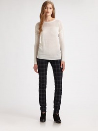 Comfy-cool skinnies with a touch of stretch, medium rise and an age-blind plaid print. THE FITSkinny fitRise, about 9Inseam, about 32THE DETAILSButton closureZip flyFive-pocket styleFully lined98% cotton/2% elastaneDry cleanMade in USA of Italian fabricModel shown is 5'11 (178cm) wearing US size 2. Comfy-cool skinnies with a touch of stretch, medium rise and an age-blind plaid print. THE FITSkinny fitRise, about 9Inseam, about 32THE DETAILSButton closureZip flyFive-pocket styleFully lined98% cotton/2% elastaneDry cleanMade in USA of Italian fabricModel shown is 5'11 (178cm) wearing US size 2.