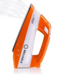 Iron on without any leaking or spitting. The innovative design of this professional iron produces continuous streams of steam without leaving your clothes sopping wet or in a messy water puddle. Powered by two heating elements, the unique design of this iron includes a steam ready function that is always ready when you are. 1-year warranty. Model V50. Iron on without any leaking or spitting. The innovative design of this professional iron produces continuous streams of steam without leaving your clothes sopping wet or in a messy water puddle. Powered by two heating elements, the unique design of this iron includes a steam ready function that is always ready when you are. 1-year warranty. Model V50.