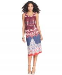 Make a stylish statement in Fever's bold dress! The richly-hued print and on-trend length make it great for summer and a cinch to transition to fall. Make a stylish statement in Fever's bold dress! The richly-hued print and on-trend length make it great for summer and a cinch to transition to fall.