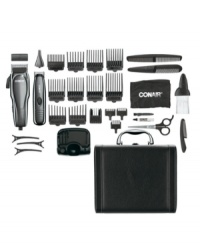 This trim and groom system includes everything you need to face the day with confidence. Ten comb attachments, a nose & ear attachment, cape, neck brush and more bring the precision of the barber shop to the comfort of your home. 2-year warranty on trimmer. 5-year warranty on clipper. Model HTC570GVB. This trim and groom system includes everything you need to face the day with confidence. Ten comb attachments, a nose & ear attachment, cape, neck brush and more bring the precision of the barber shop to the comfort of your home. 2-year warranty on trimmer. 5-year warranty on clipper. Model HTC570GVB.
