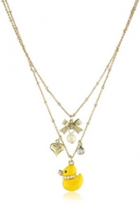 Betsey Johnson Critter 2-Row Duck Pendant Necklace