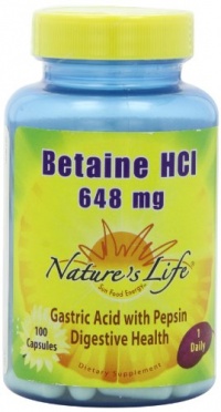 Nature's Life Betaine HCl Capsules, 648 Mg, 100 Count