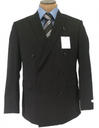 Calvin Klein Mens Double Breasted Solid Black Wool Suit Calvin Klein Mens Double Breasted Solid Black Wool Suit