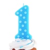 Polka Dot Blue First 1st Birthday Candle