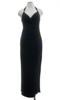 Ralph Lauren Black Jersey Haltered Rhinestone Detail Gown Dress 10 Ralph Lauren Black Jersey Haltered Rhinestone Detail Gown Dress 10
