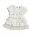 GUESS Kids Girls newborn short-sleeve tiered dress and pantie set (0-9m), OFF WHITE (6/9M)
