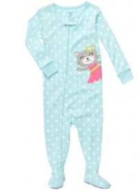 Carter's Polka Dot Kitty Pajamas TURQUOISE 18 Mo Carter's Polka Dot Kitty Pajamas TURQUOISE 18 Mo