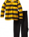 Splendid Littles Baby-Boys  Charcoal Rugby Stripe Mix V-Neck Set, Oro, 12-18 Months