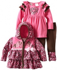 Nannette Baby-girls Infant 3 Piece Adorable Legging Set, Pink, 12 Months Nannette Baby-girls Infant 3 Piece Adorable Legging Set, Pink, 12 Months