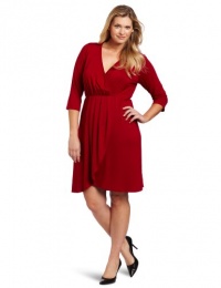 Karen Kane Women's Plus-Size Wrap Top Pleated Dress, Red, 0X Karen Kane Women's Plus-Size Wrap Top Pleated Dress, Red, 0X