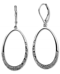Smooth ovals with a hint of shine. These beautiful drop earrings are set in 14k white gold with round-cut diamonds at the bottom (3/8 ct. t.w.). Approximate drop: 1-3/4 inches.