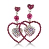 Hot Pink Rhinestone Triple Heart Earrings