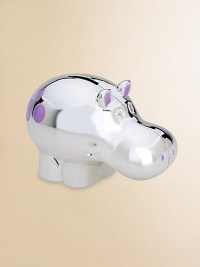 From the Jungle Parade collection, this lovely keepsake is perfect for the little explorer who's fascinated with the wild creatures found in the jungles and rainforests. Crafted in gleaming silverplate, this happy hippo with his festive purple polka-dots will delight youngsters as they save up for their big dreams!Elegantly gift boxedSilverplate5.25W X 3.5HImported From the Jungle Parade collection, this lovely keepsake is perfect for the little explorer who's fascinated with the wild creatures found in the jungles and rainforests. Crafted in gleaming silverplate, this happy hippo with his festive purple polka-dots will delight youngsters as they save up for their big dreams!Elegantly gift boxedSilverplate5.25W X 3.5HImported