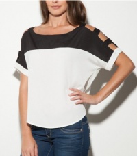 G by GUESS Chloe Color-Blocked Top, MILK/BLACK (LARGE) G by GUESS Chloe Color-Blocked Top, MILK/BLACK (LARGE)