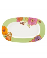 An inspiring display of alluring watercolors, this kiwi-banded hors d'oeuvre tray offers a bright, contemporary addition to your table. Mix and match across the Lenox Floral Fusion dinnerware collection for a stunning presentation. An inspiring display of alluring watercolors, this kiwi-banded hors d'oeuvre tray offers a bright, contemporary addition to your table. Mix and match across the Lenox Floral Fusion dinnerware collection for a stunning presentation.