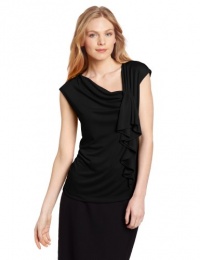 Jones New York Women's Petite Asymetrical Ruffle Front Top Jones New York Women's Petite Asymetrical Ruffle Front Top