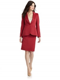 THE LOOKPeaked lapelPadded shouldersOne-button frontLong sleeves with three-button cuffsLogo-engraved buttonsSeamed waistSlight flare at hemTHE FITAbout 26 from shoulder to hemTHE MATERIAL65% virgin wool/35% angoraSilk liningCARE & ORIGINDry cleanMade in Italy THE LOOKPeaked lapelPadded shouldersOne-button frontLong sleeves with three-button cuffsLogo-engraved buttonsSeamed waistSlight flare at hemTHE FITAbout 26 from shoulder to hemTHE MATERIAL65% virgin wool/35% angoraSilk liningCARE & ORIGINDry cleanMade in Italy