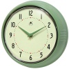 Infinity Instruments Retro 9-1/2-Inch Round Metal Wall Clock, Green