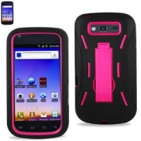 Samsung Galaxy S Blaze 4G / T769 Black / Hot Pink Combo Silicone Case + Hard Cover + Kickstand Hybrid Case For T-Mobile Samsung Galaxy S Blaze 4G / T769 Black / Hot Pink Combo Silicone Case + Hard Cover + Kickstand Hybrid Case For T-Mobile