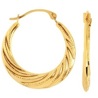 14K Yellow Gold Half Moon Swirl Hoop Earrings (20 mm) 14K Yellow Gold Half Moon Swirl Hoop Earrings (20 mm)