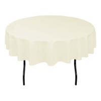 70 in. Round Polyester Tablecloth Ivory 70 in. Round Polyester Tablecloth Ivory