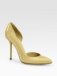 Polished patent leather in a low-cut, d'Orsay silhouette. Self-covered heel, 4 (100mm)Patent leather upperLeather lining and solePadded insoleMade in ItalyOUR FIT MODEL RECOMMENDS ordering true size. Polished patent leather in a low-cut, d'Orsay silhouette. Self-covered heel, 4 (100mm)Patent leather upperLeather lining and solePadded insoleMade in ItalyOUR FIT MODEL RECOMMENDS ordering true size.