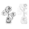 Surgical Steel Clear Elegant Four Gem CZ Vine Reverse Classic Belly Button Naval Ring 14 Gauge 3/8 Inch Barbell B210