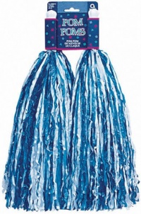 Plastic Pom Poms - White & Blue (2 count) Plastic Pom Poms - White & Blue (2 count)