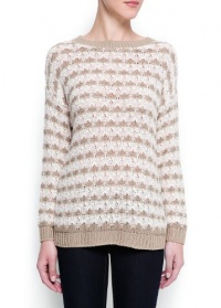 Mango Women's Striped Open-Work Sweater Mango Women's Striped Open-Work Sweater
