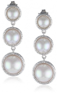 Majorica 8-12mm White Round Mabe Pearl Drop Earrings Majorica 8-12mm White Round Mabe Pearl Drop Earrings