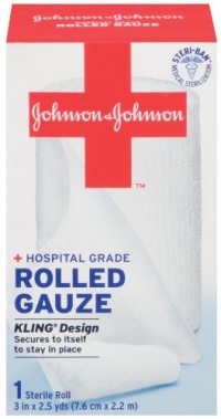 Johnson & Johnson Red Cross Rolled Gauze, 3 Inch x 2.5 Yards, 1 Count (Pack of 3)