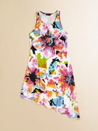 An edgy asymmetrical hem and vivid watercolor print lend an artsy touch to this perky frock.CrewneckSleevelessPullover styleAsymmetrical hemRayonHand washImported An edgy asymmetrical hem and vivid watercolor print lend an artsy touch to this perky frock.CrewneckSleevelessPullover styleAsymmetrical hemRayonHand washImported