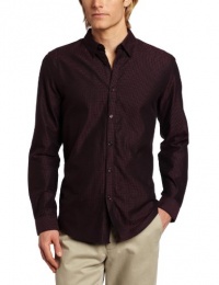 Calvin Klein Sportswear Men's Slim Long Sleeve Engineered Houndstooth Dobby Calvin Klein Sportswear Men's Slim Long Sleeve Engineered Houndstooth Dobby