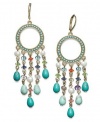 Lauren by Ralph Lauren Earrings, 14k Gold-Plated Reconstituted Turquoise Gypsy Hoop Earrings