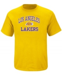 Show your love for the LA Lakers team in this color tee by Majestic and made from 100% cotton for all day breathability and comfort. Show your love for the LA Lakers team in this color tee by Majestic and made from 100% cotton for all day breathability and comfort.