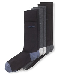 Dress socks with comfort band for optimum hold, extra reinforced heel. Colorblocked toe and heel.