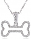 Silver and Diamond Dog Bone Pendant Necklace (1/20 cttw, I-J Color, I3 Clarity), 18