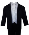 Usher Tuxedo Suit Boy Black with White Vest and Tie From Baby to Teen