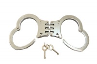 Double Locking Police Steel Hinged Handcuffs Double Locking Police Steel Hinged Handcuffs