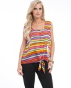 MOD Plus Women's Rainbow Stripe Tie Plus Size Top