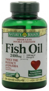 Nature's Bounty Fish Oil  2400 Mg Double Strength Odorless Softgels, Omega 3, 90-Count